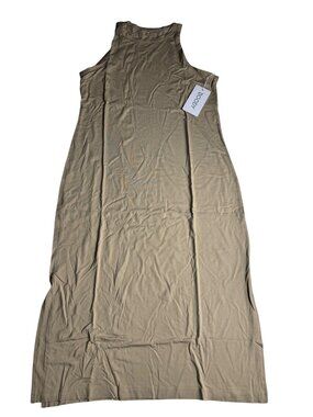 Boody Racerback Midi Dress Women's M Stone Bamboo Organic Cotton Side Slit NWT